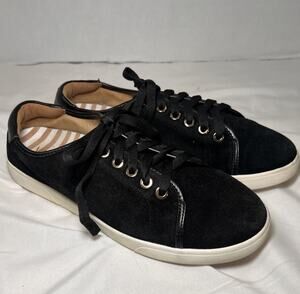 Vionic Brinley Shoes Womens Size 8 M Black Suede Leather Sneakers Lace Up Casual